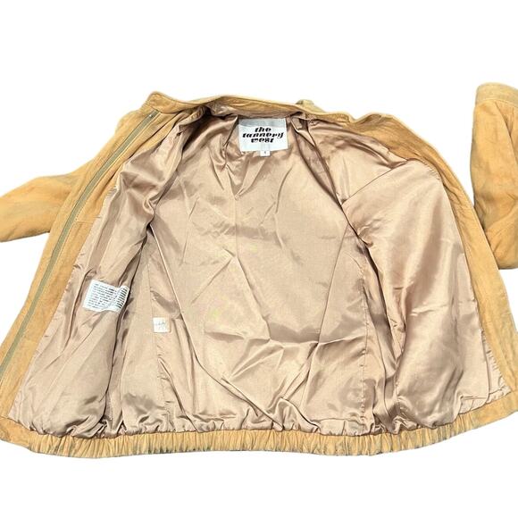 Vintage Tannery West Tan Suede Leather Jacket Zip Pocket size 4 / S *GOOD* - Picture 5 of 16